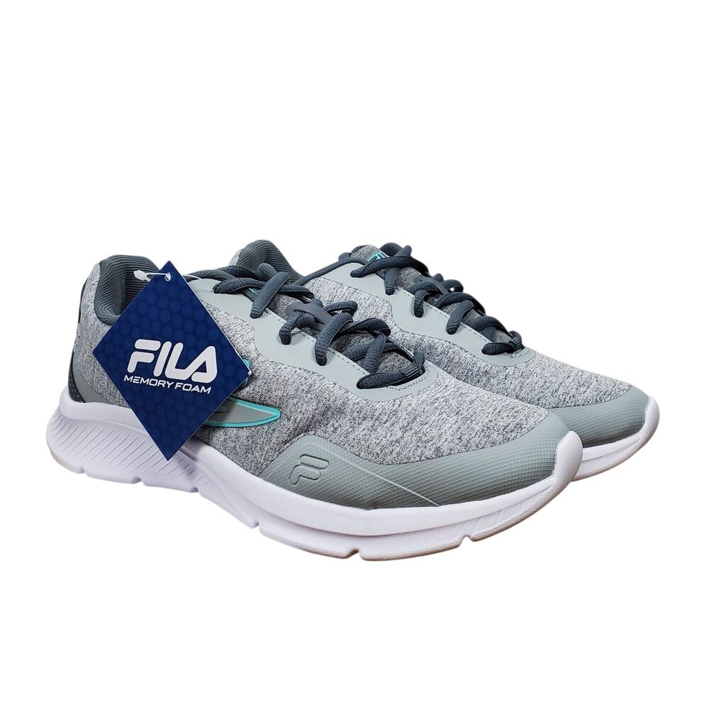 NEW FILA Memory Foam TREXAN Running Shoes Womens 8.5 Gray Aqua Sneakers Casual